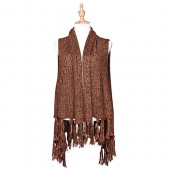 Cardigans & Vests - Knitted Cardigan with Tassels - Khaki